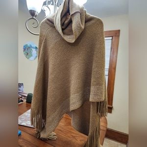 Christopher & Banks Tan Sweater Poncho One Size